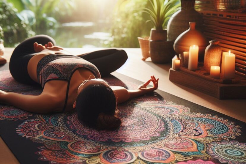 stretching on a wellness mat