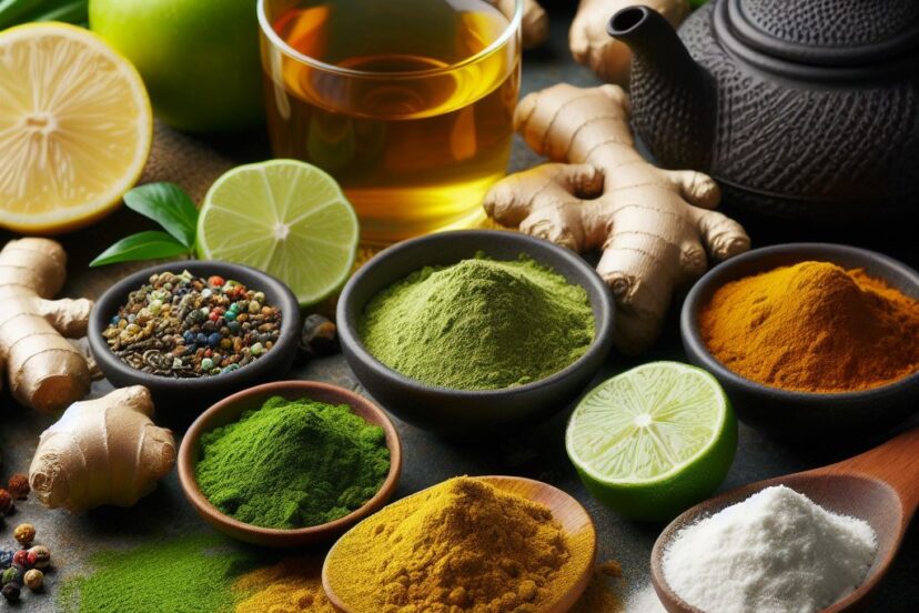 green tea and ginger powder